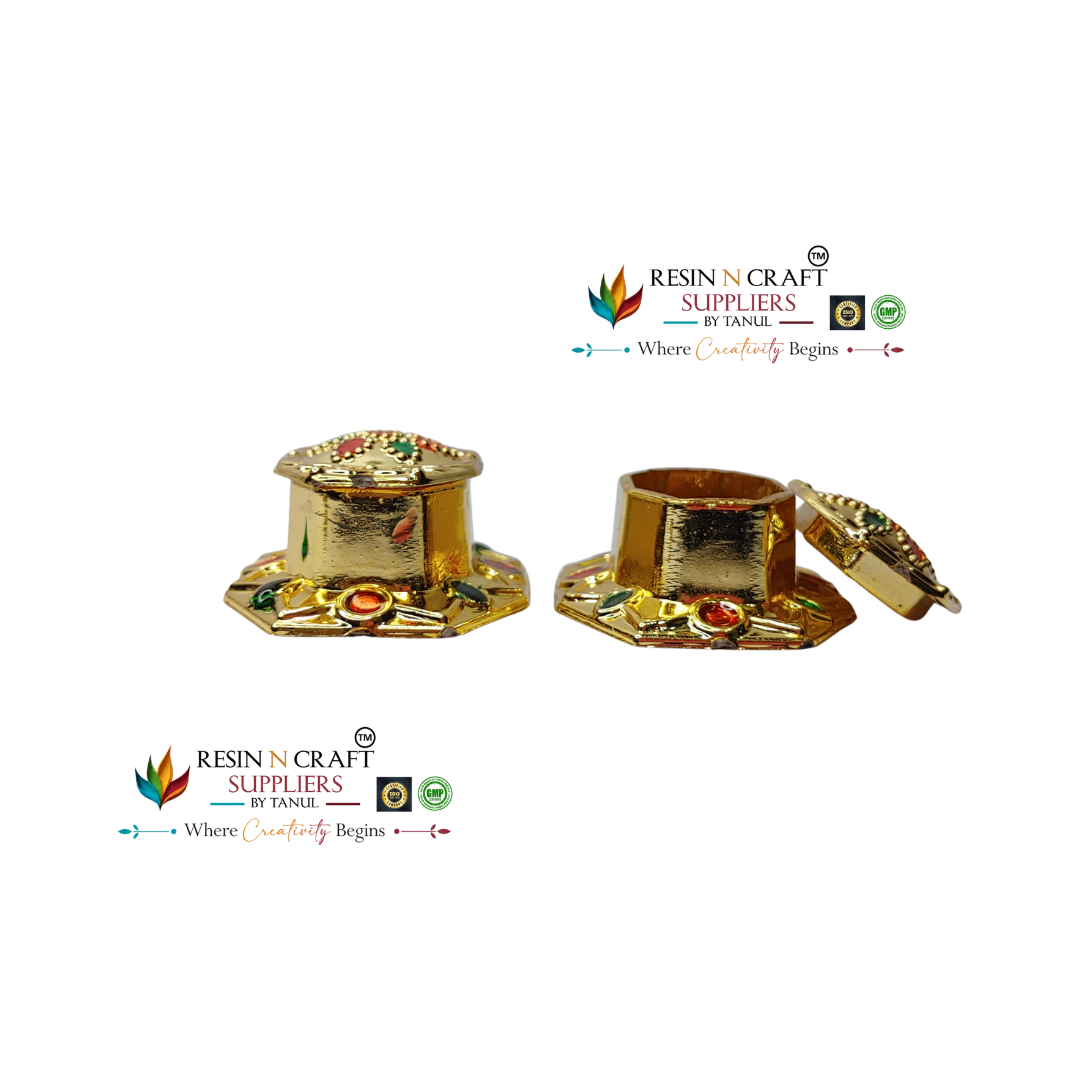 Royal Octagon Katori / Kumkum Vati / Kum Kum Bowl / Decorative Bowl with Cap (Design 6)