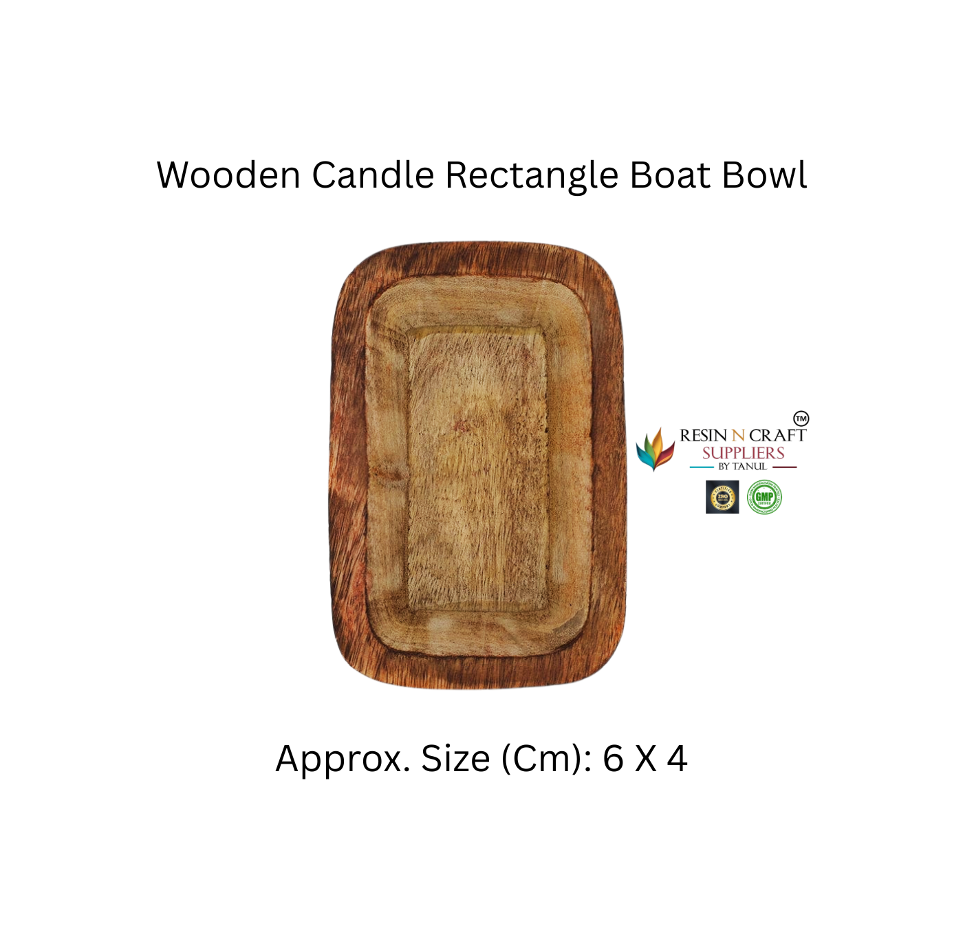 Wooden Candle Rectangle Boat Bowl (6 x 4 cm Approx.)