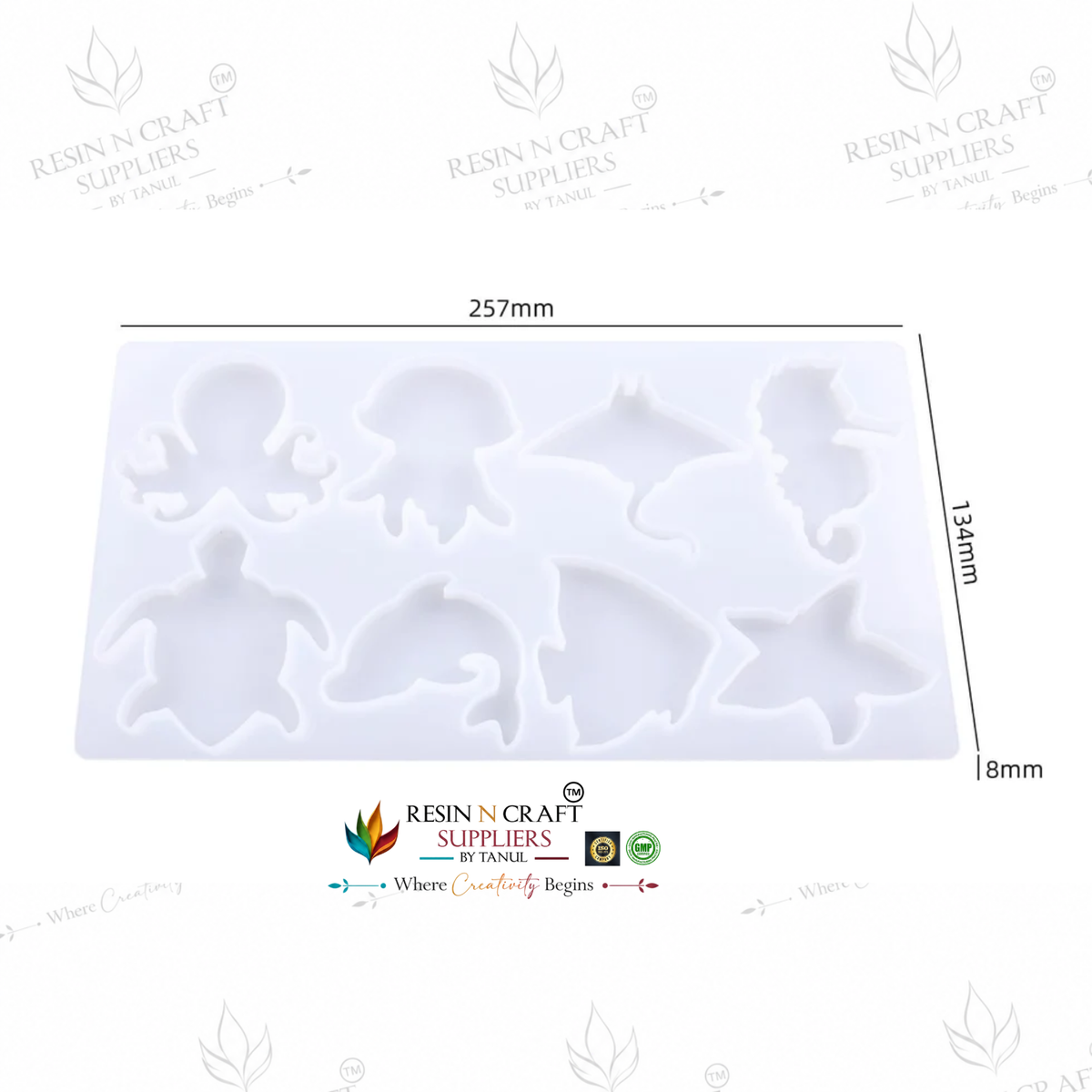 8-in-1 Ocean Animal Silicone Mould for Resin Art – Sea Turtle, Octopus, Dolphin & Starfish (RSM1364M)