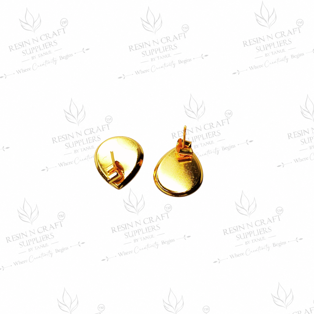 Gold Plated Teardrop Stud Earrings Base | 1.8 cm