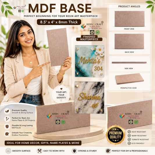 MDF Name Plate Base | 8.5 x 4 Inch | 8mm Thick MDF
