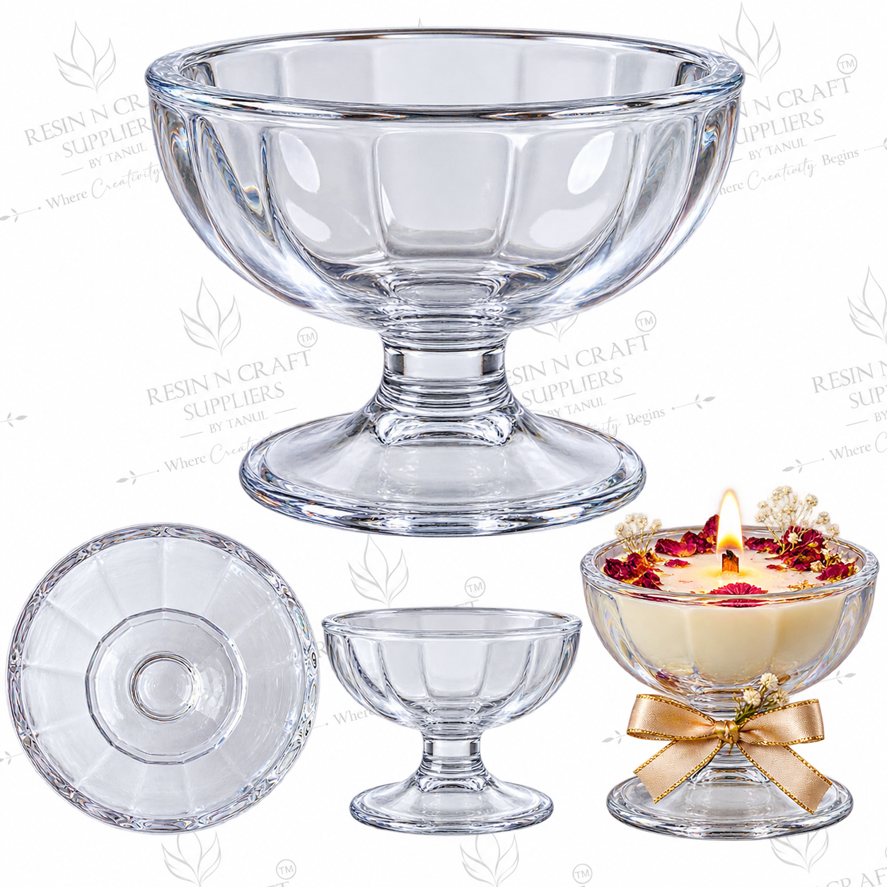 3 Inch Sundae Dessert Glass Candle Jar | 3.8" Wide Opening for Wine & Smoothie Candles, Hampers, Resin Art & Décor