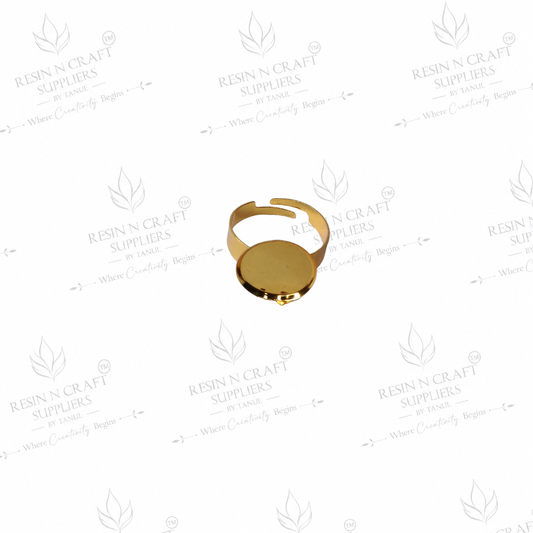 Gold Plated Round Adjustable Ring Base | 1 cm