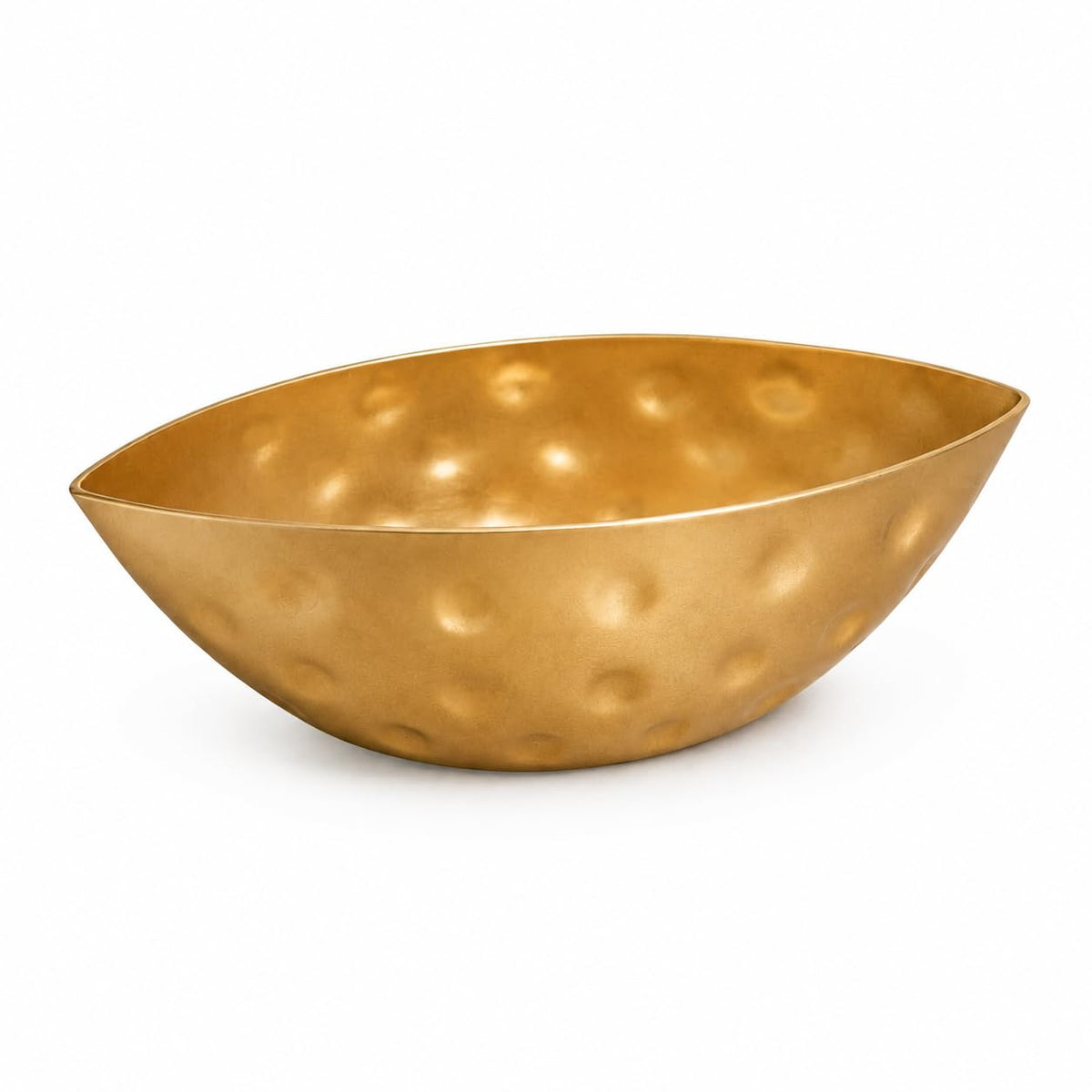Golden Hammered Metal Bowl for Candle Making & Home Décor – 5 Inch Boat Shape