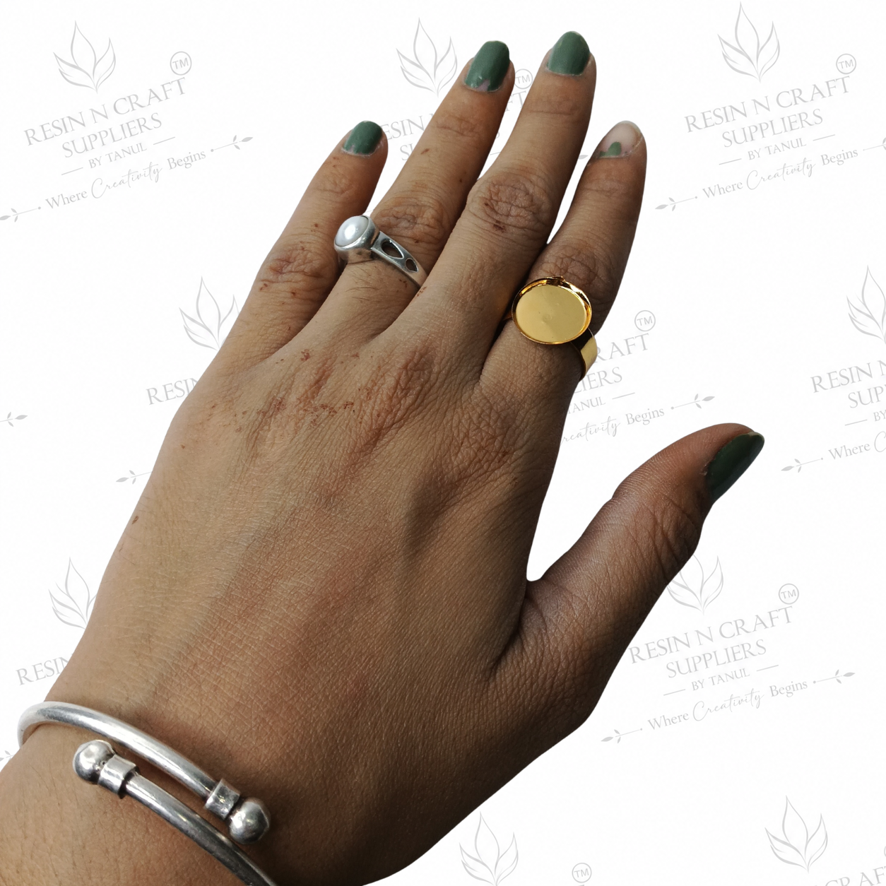 Gold Plated Round Adjustable Ring Base | 1 cm