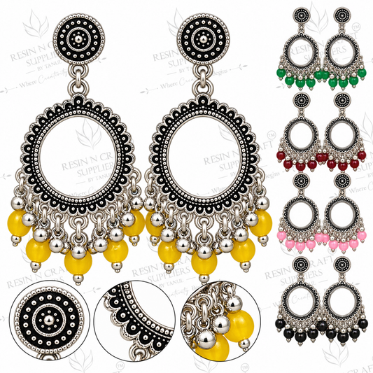 Silver Earring Bezel / Jumkha With Beads