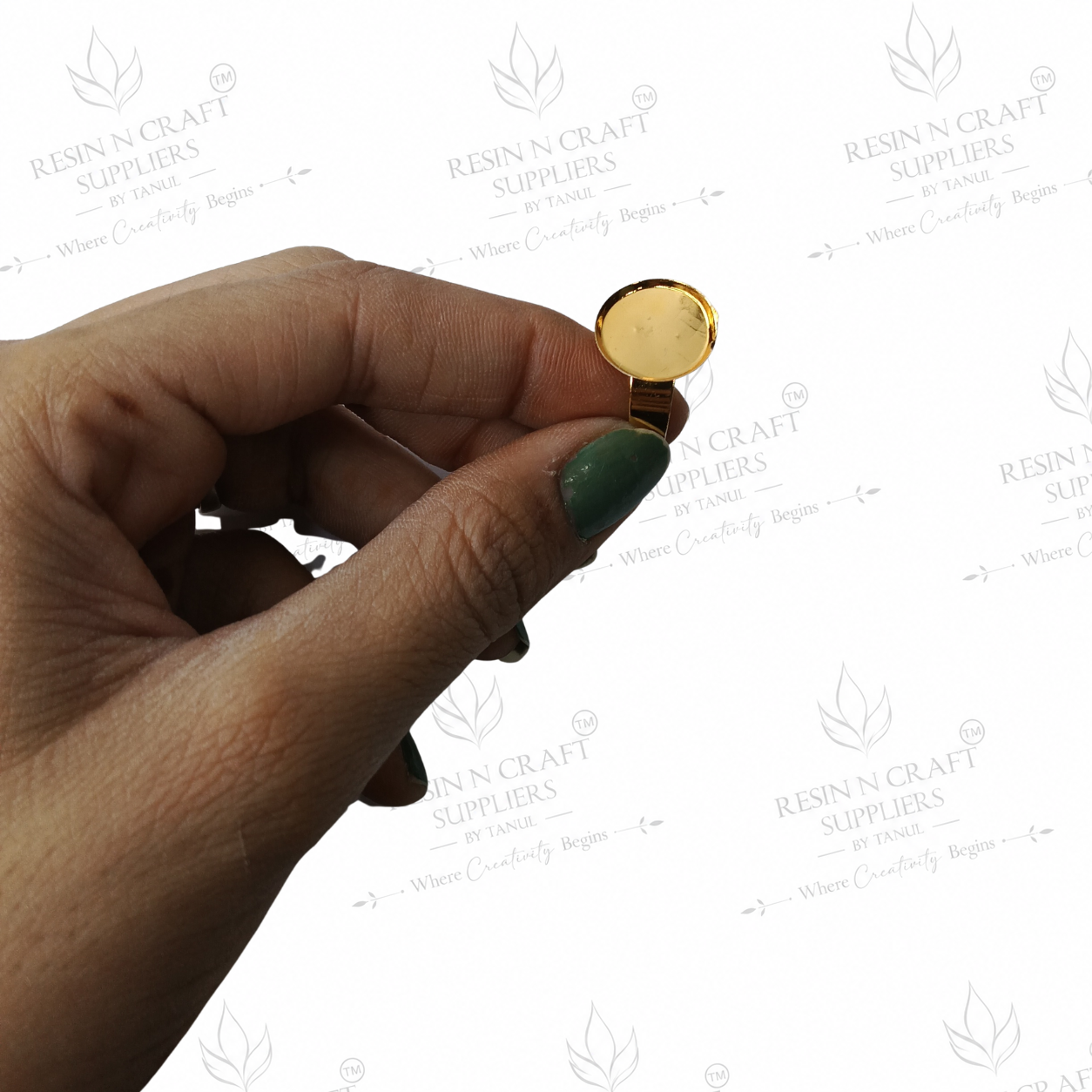 Gold Plated Round Adjustable Ring Base | 1 cm