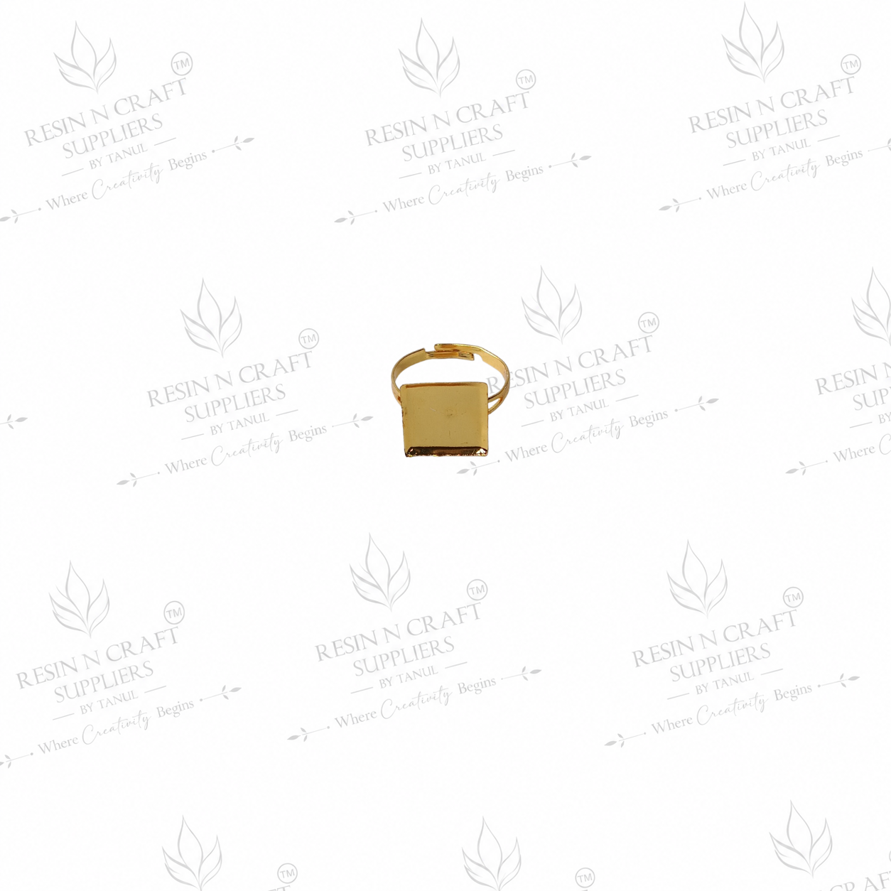 Gold Plated Square Adjustable Ring Base | 1 cm