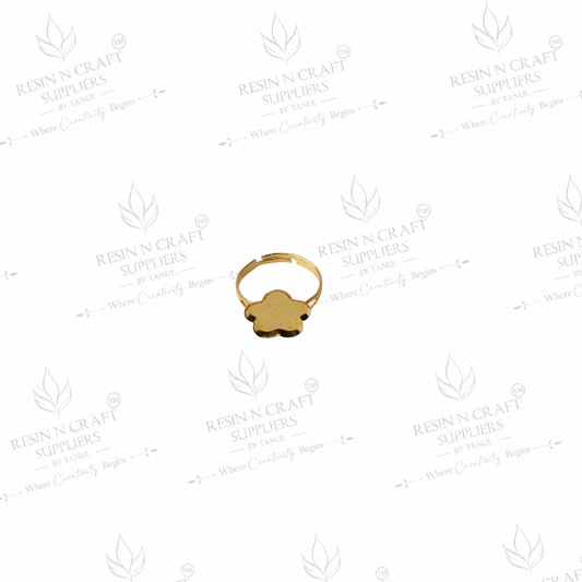 Gold Plated Flower Adjustable Ring Base | 1 cm