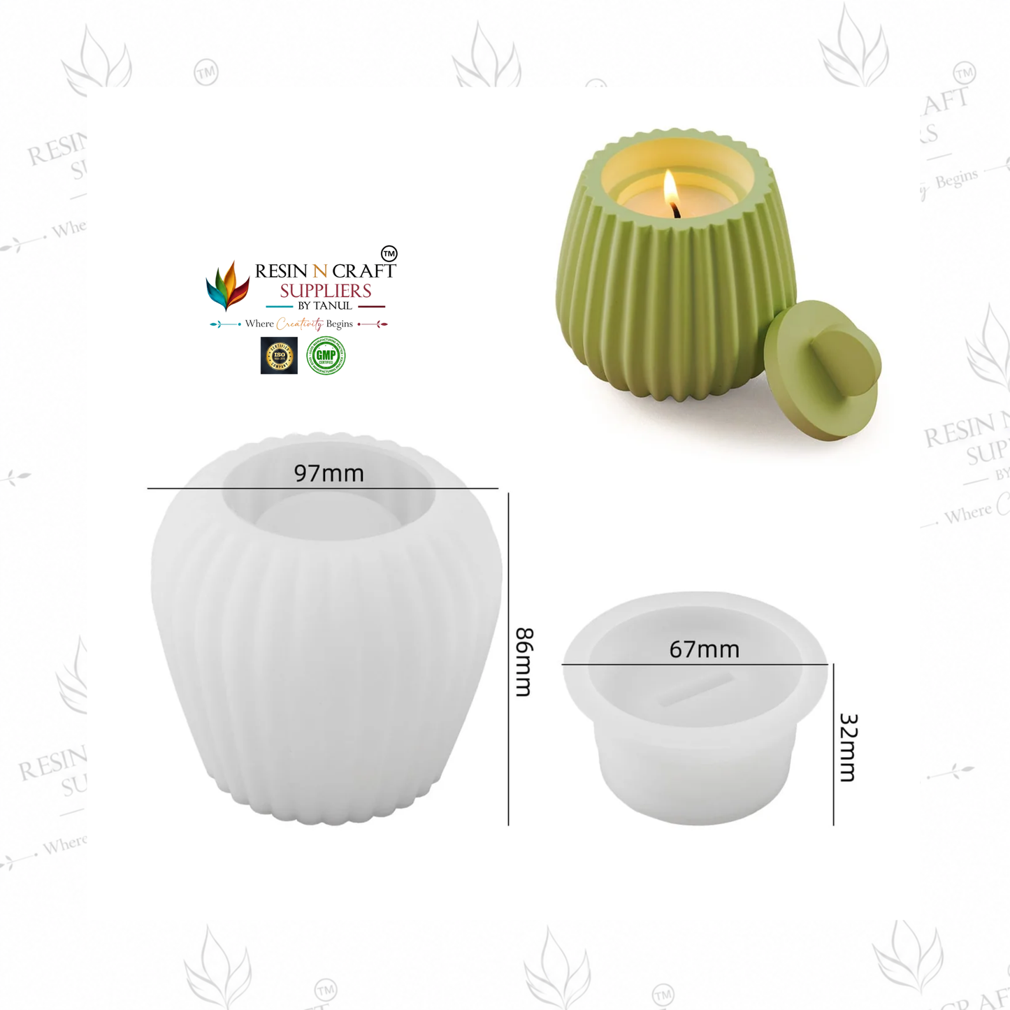 Round Stripe Candle / Storage Box Mould (RSM1418M)