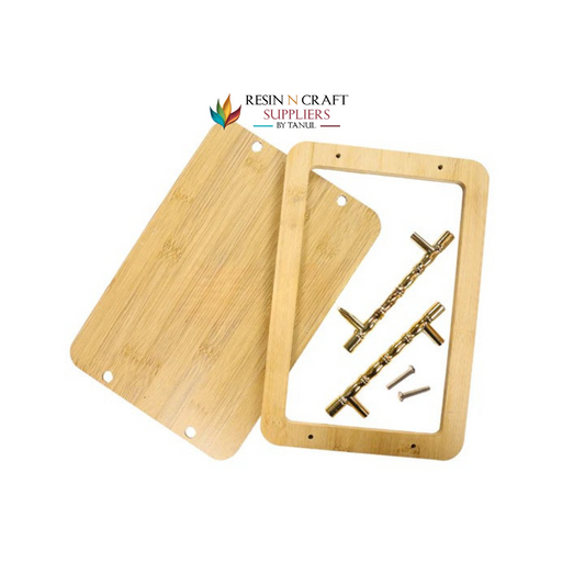 Rectangle Wooden Tray With Golden Branch Handles (Design 1)