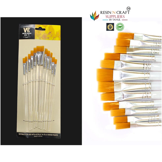 12 Pc Flat Brush Clear Handle Set (R68010R)