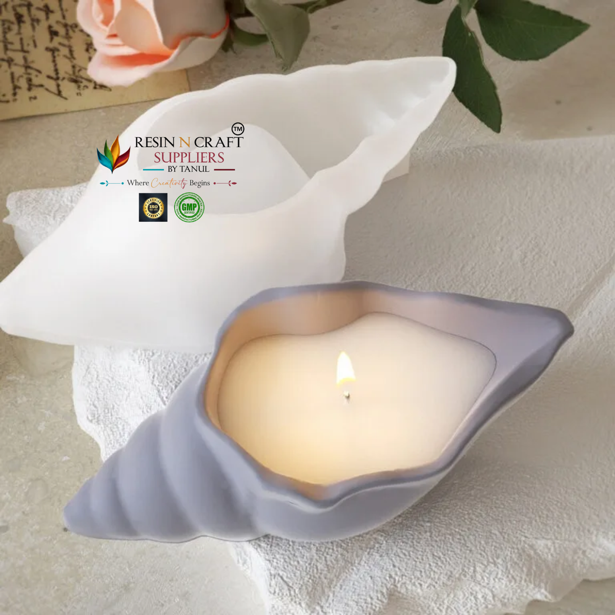 Sankh Shell Leaf Silicone Candle Mould | Decorative Wax Candle Making Mould | RRM0080M