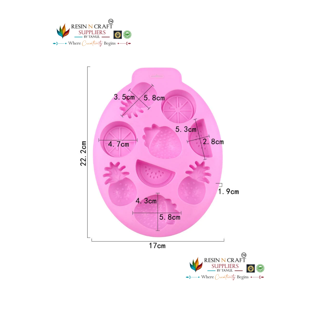 8 Cavity Mixed Fruits Pineapple Strawberry & Watermelon Mould for DIY Concrete Art, Resin Crafts, Soap Making & Cake Making Silicone Mould (RSM1428M)