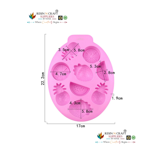 8 Cavity Mixed Fruits Pineapple Strawberry & Watermelon Mould for DIY Concrete Art, Resin Crafts, Soap Making & Cake Making Silicone Mould (RSM1428M)