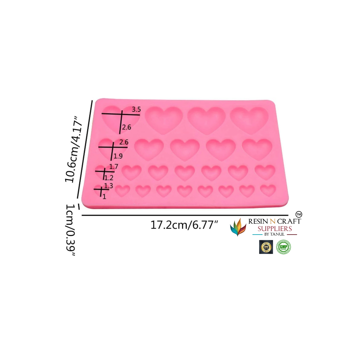 25 Cavity heart pink mould (RHBR14-32)