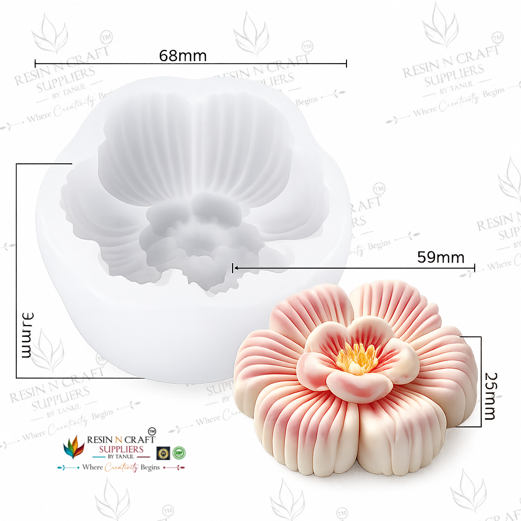 3D Flower Silicone Mould – 68mm Large Handmade Flower Mould for Resin, Candle & Soap Making (RHM0048M)