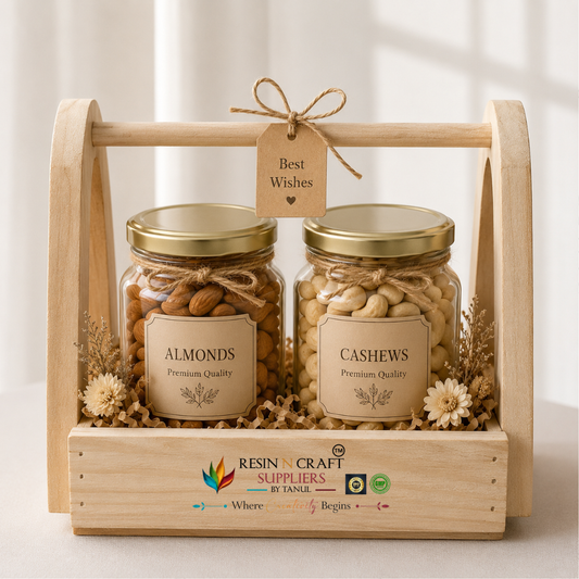 Premium Hamper Combo Set – Tray + 2 Glass Jars 350 ml (WTR04 + RJ01)