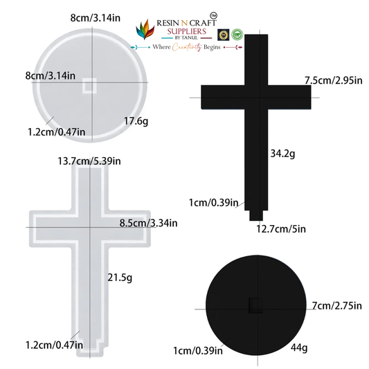 Religious Cross with Base Support Silicone Mould (RSM1172M)