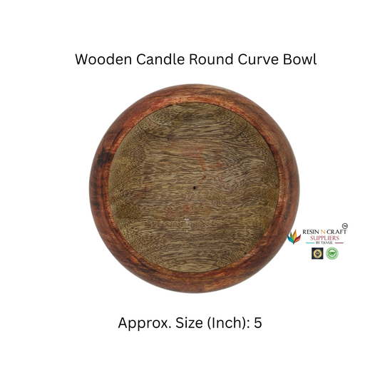 Wooden Candle Round Curve Bowl (5 Inch Approx.)