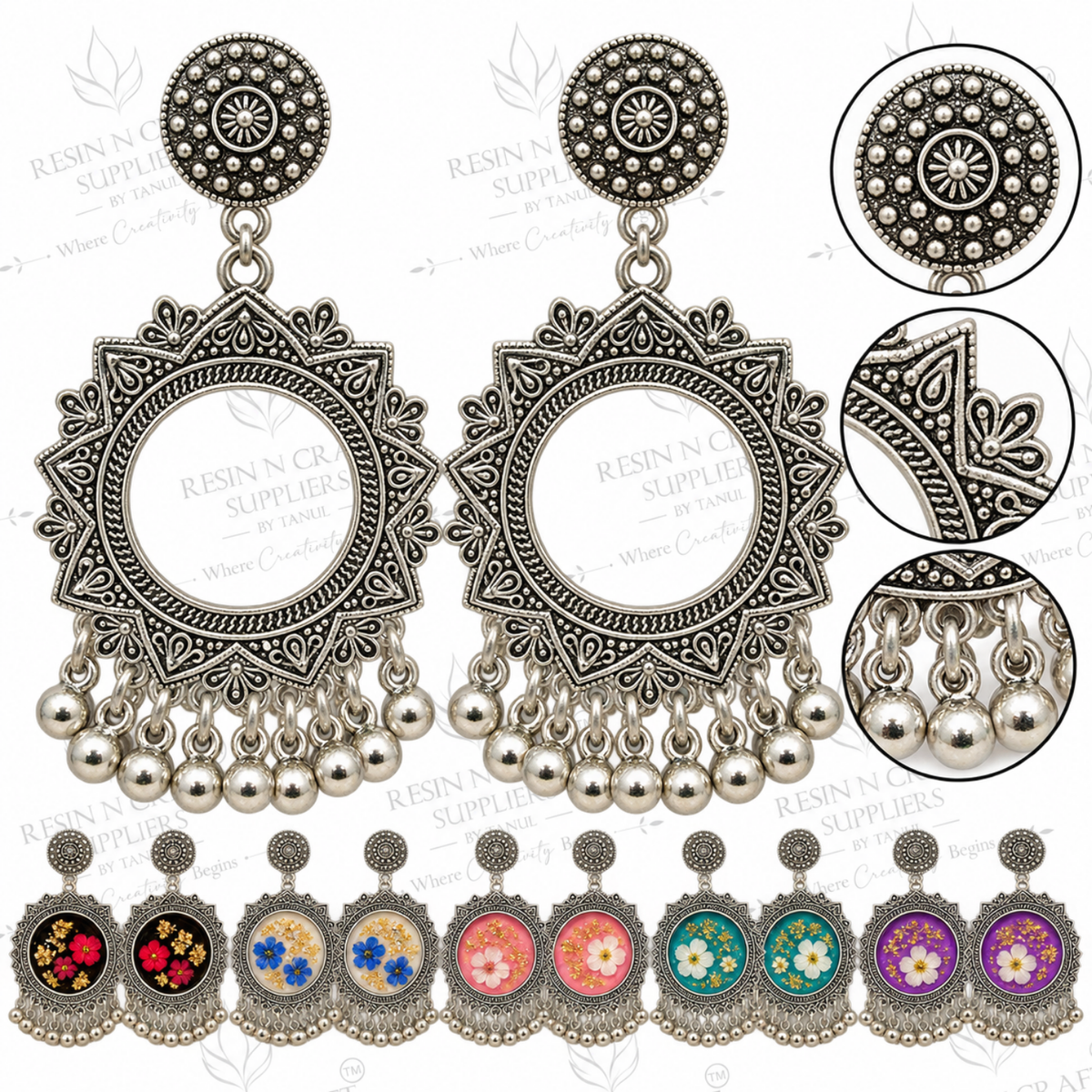 Silver Earring Bezel / Jumkha Without Beads