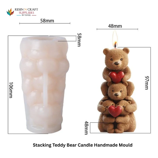 (RHM0273) Stacking Teddy Bear Candle Handmade Mould 3 Layers