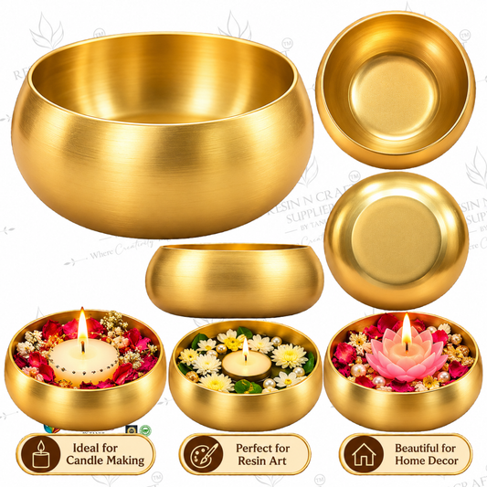 Golden Metal Urli Bowl 4 Inch – For Candle Making, Resin Art & Home Décor Katori Shape