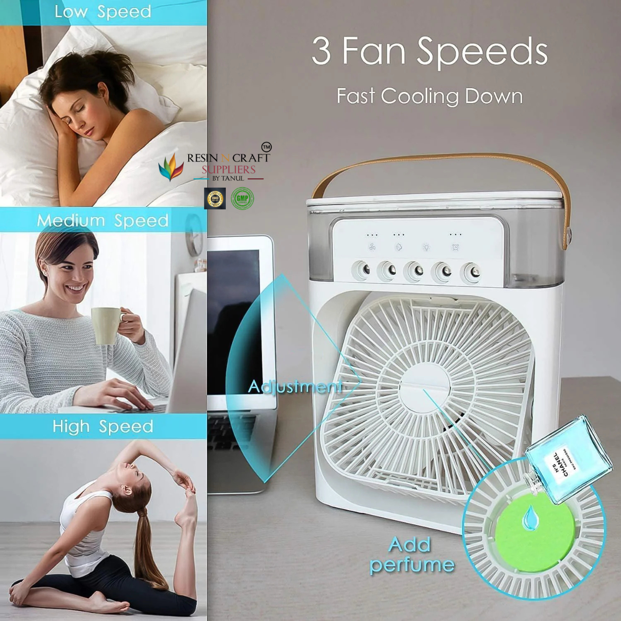 Portable air cooler fan with 7-color light – personal ac fan 8 INCH