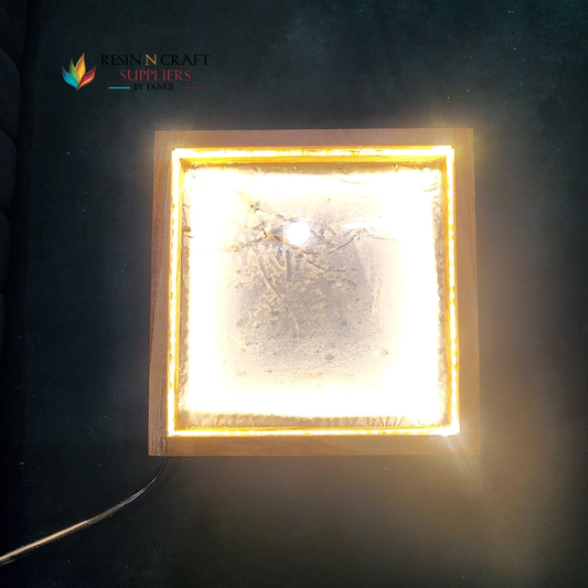 08" x 08" Teakwood Frame With Acrylic Base And LED