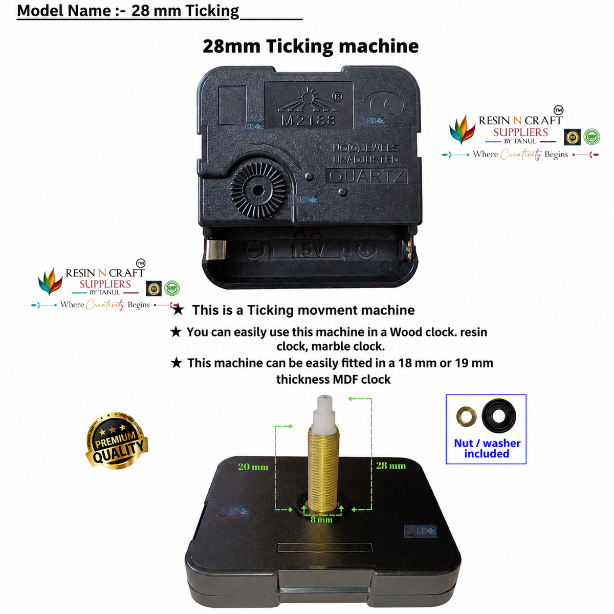 Clock Machine With Screws (12 - 28 MM) STEP / SWEEP