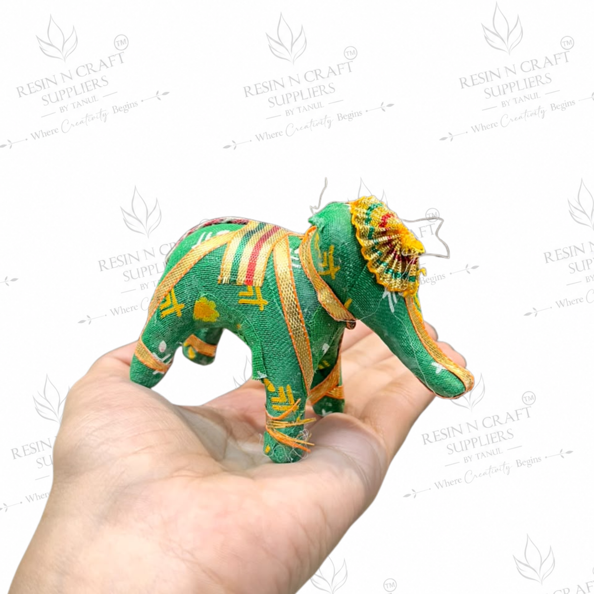 Decorative Fabric Elephant MDF Cutout – 4×3 Inch | Elephant Latkan for Resin Art, Toran & Home Décor