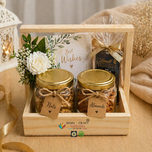 Premium Hamper Combo Set – Tray + 2 Glass Jars (WTR01 + RJ01)