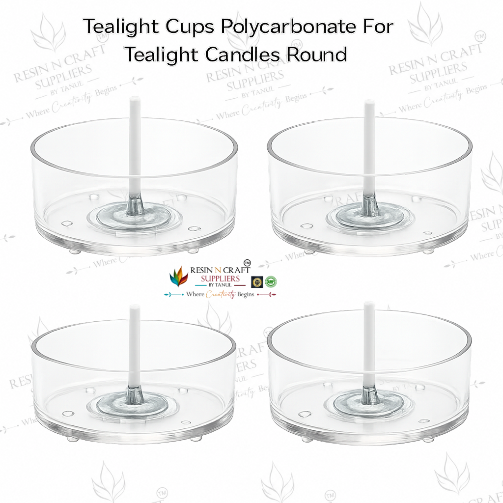 Round Shape Polycarbonate Tealight Cup | Transparent Reusable Tealight Candle Cup for DIY Candle Making, Soy Wax & Decorative Candles