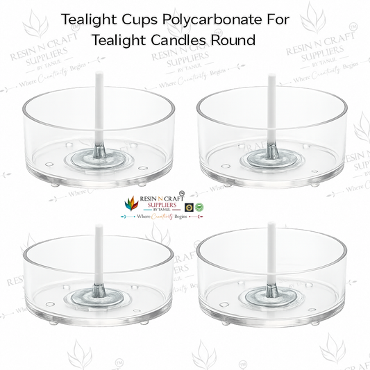 Round Shape Polycarbonate Tealight Cup | Transparent Reusable Tealight Candle Cup for DIY Candle Making, Soy Wax & Decorative Candles