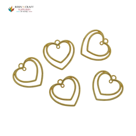 RBZ211 5 In 1 Double Heart Bezels Set (GOLD)