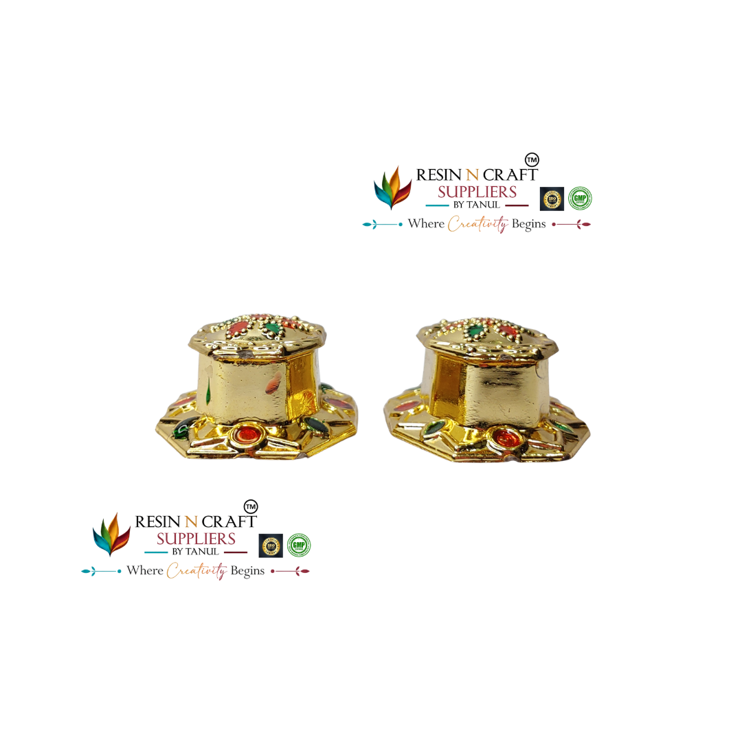 Royal Octagon Katori / Kumkum Vati / Kum Kum Bowl / Decorative Bowl with Cap (Design 6)