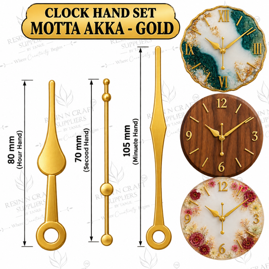 Clock Hand Set Motta Akka - Gold | Decorative Gold Clock Hands for Wall Clock Making