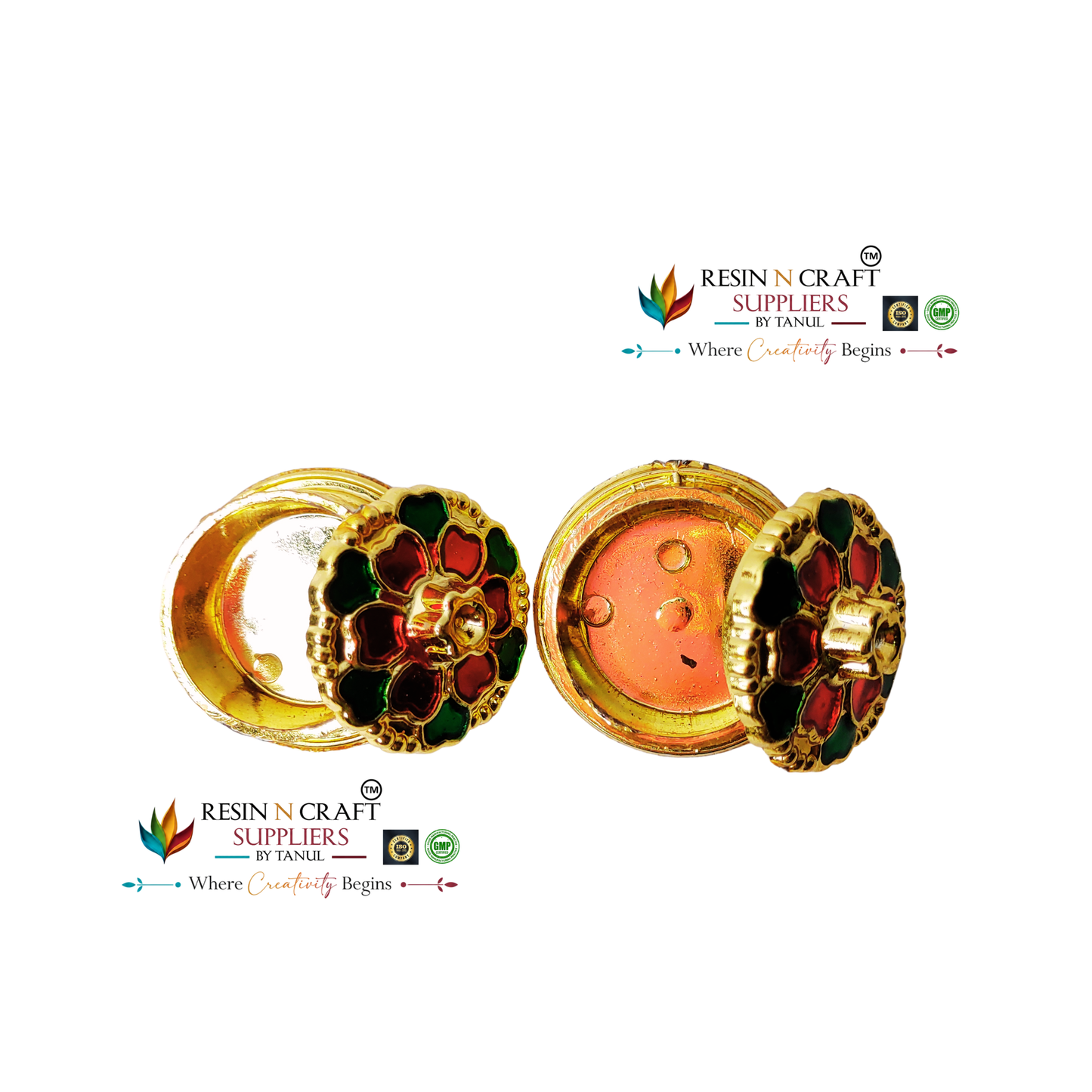 Round Big Katori / Kumkum Vati / Kum Kum Bowl / Decorative Bowl with Cap (Design 2)