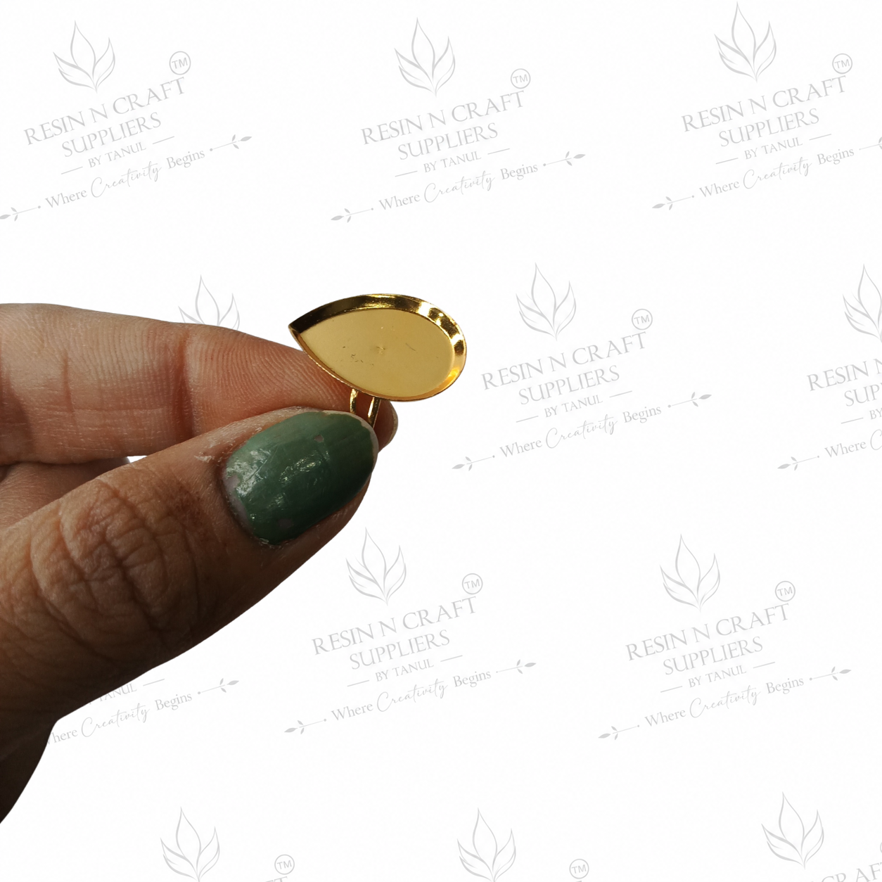 Gold Plated Teardrop Adjustable Ring Base | 1.8 cm