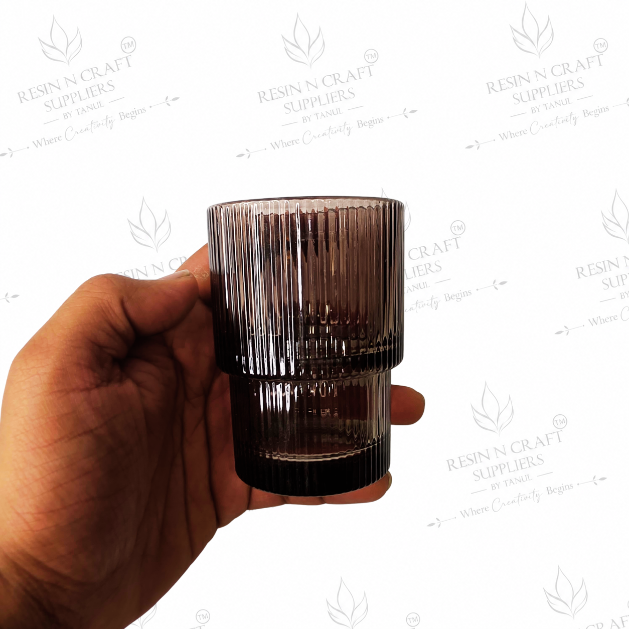 193 ML Ribbed Brown Glass Candle Jar | Premium Vertical Fluted Candle Vessel for Wine & Smoothie Candles, Hampers, Resin Décor & Gifting