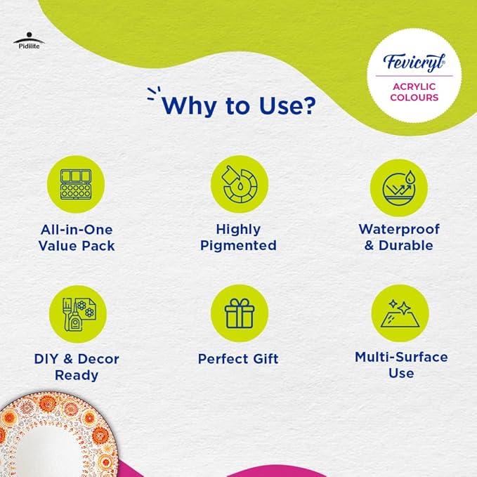 Pidilite Fevicryl Acrylic Colour Carnival Pack (Mrp-Rs.275/-)