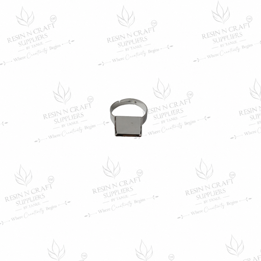 Silver Plated Square Adjustable Ring Base | 1 cm