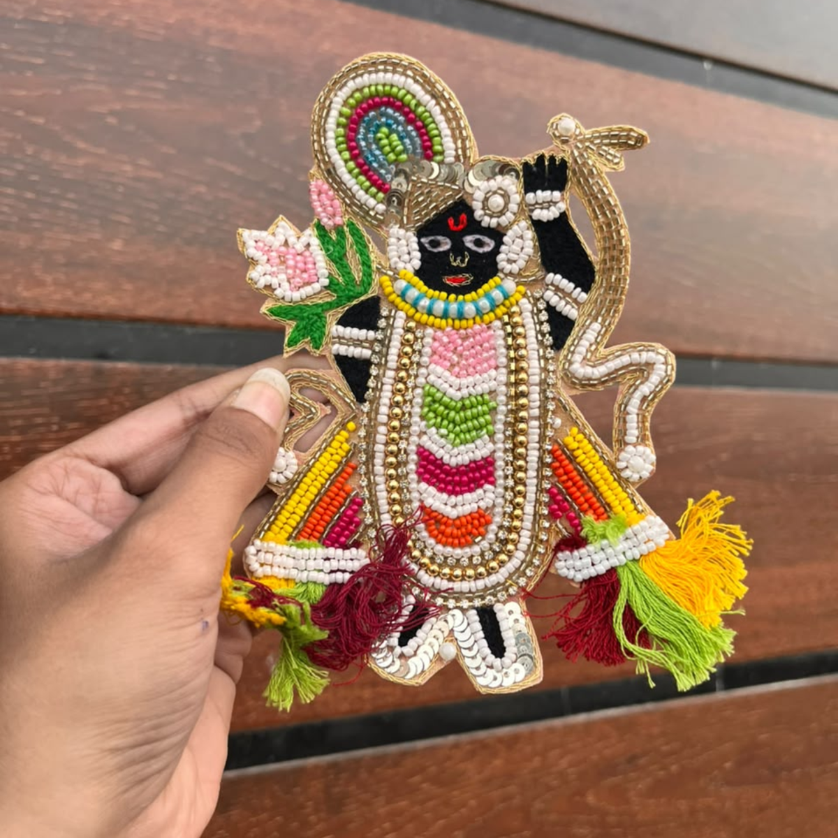 Shri Krishna Beaded Stone Patch – Decorative Krishna Patch for Toran, Bandhanwar & Resin Art