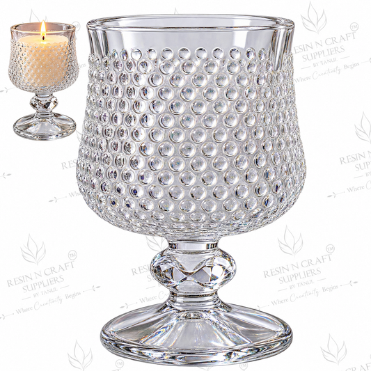 50 ML Bubble Texture Footed Glass Candle Cup | Mini Goblet Candle Vessel for Wine & Smoothie Candles, Hampers, Resin Décor & Gifting
