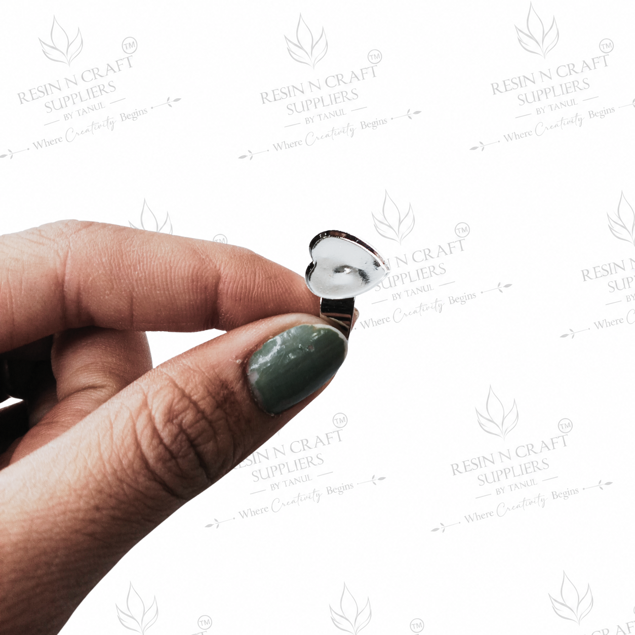 Silver Plated Heart Adjustable Ring Base | 1 cm