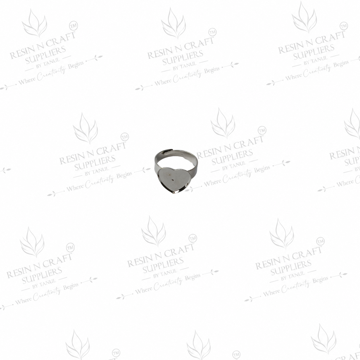 Silver Plated Heart Adjustable Ring Base | 1 cm