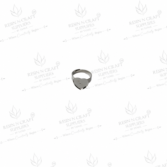 Silver Plated Heart Adjustable Ring Base | 1 cm