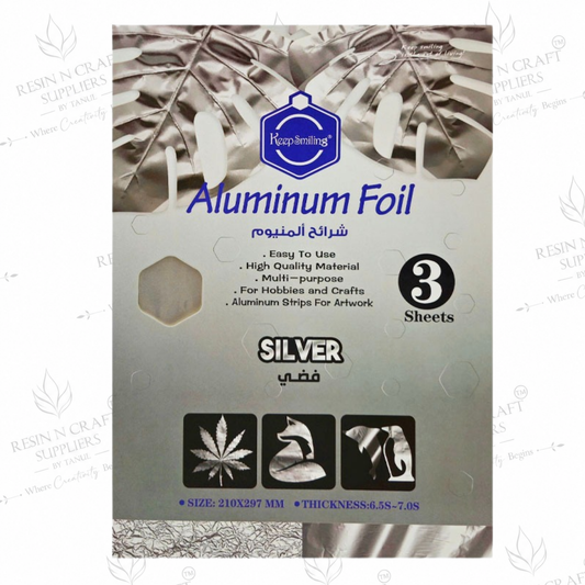 Silver Aluminium Foil Sheets A4 (210 × 297 mm) – 3 Sheets for Resin Art, DIY Crafts & Decoration