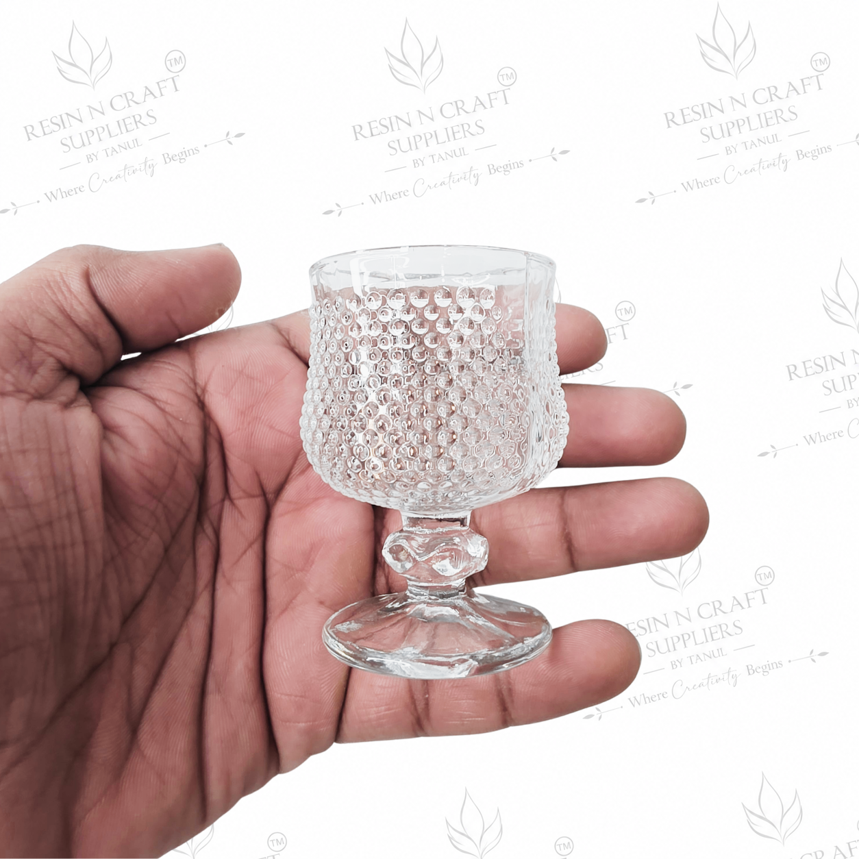 50 ML Bubble Texture Footed Glass Candle Cup | Mini Goblet Candle Vessel for Wine & Smoothie Candles, Hampers, Resin Décor & Gifting