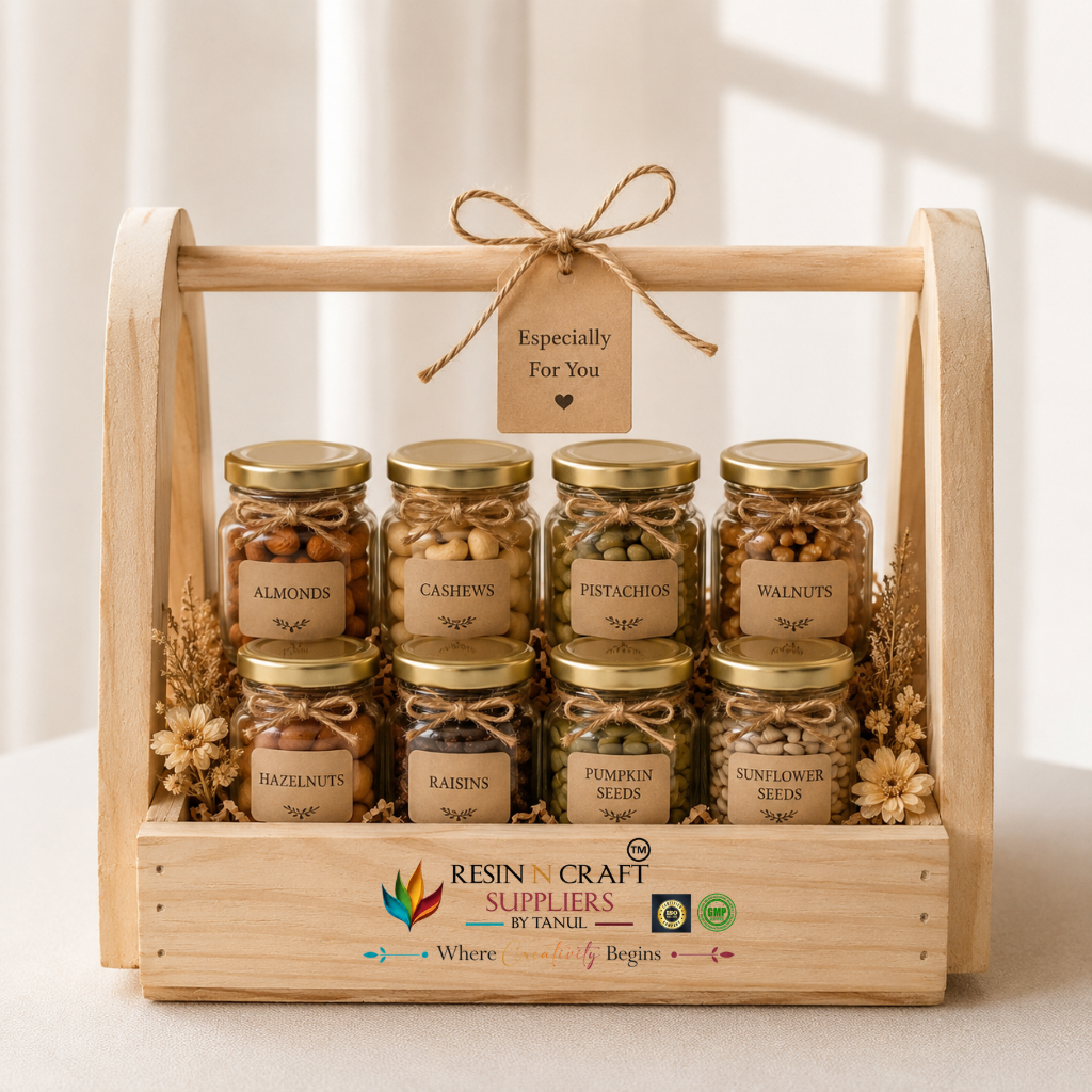 Premium Hamper Combo Set – Tray + 2 Glass Jars 350 ml (WTR04 + RJ01)